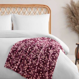 Wildflower Park Plush Throw in Wine Red