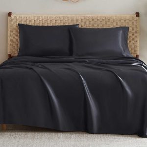 Silky Satin Sheet Set in Jet Black