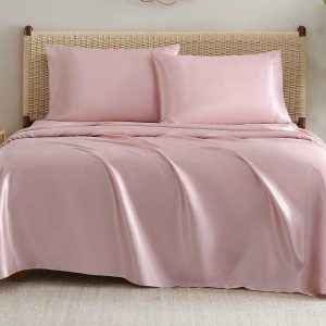 Silky Satin Sheet Set in Pink Lotus