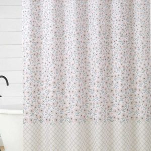 Zexie Border Blush Shower Curtain Set
