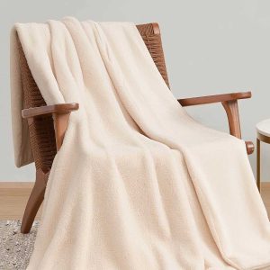 Faux Fur Throw Blanket in Sea Salt
