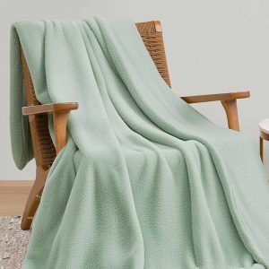 Faux Fur Throw Blanket in Sea Foam Green