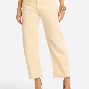JS Jessica Simpson Austin Darted Barrel Jean in Undyed Natural