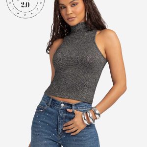 Jessica Simpson 2.0 Asha Shimmer Top in Black