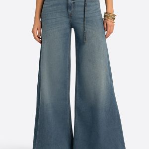JS Jessica Simpson Claremont Super Wide Leg Jean in Seashell
