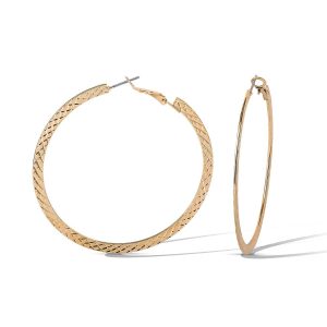 Diamond-Cut Pattern Hoop Earrings