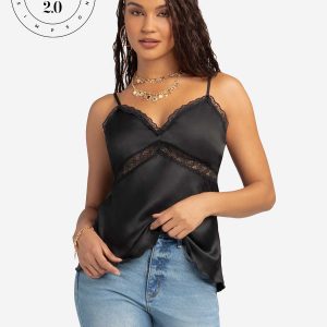 Jessica Simpson 2.0 Emmy Lace Trim Cami in Black