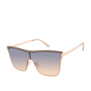 Chic Metal Square Shield Sunglasses in Nude & Rose Gold