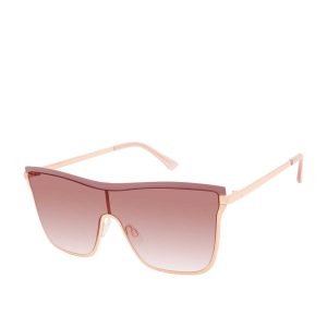 Chic Metal Square Shield Sunglasses in Rose Gold & Rose
