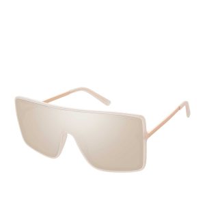 Square Shield Metal Temple Sunglasses in Rose Gold