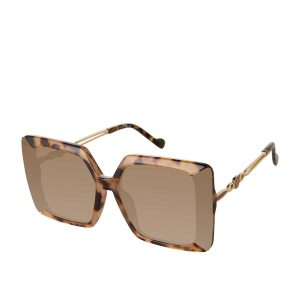 Glamorous Square Metal Temple Sunglasses in Tortoise