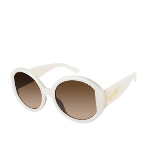 Oversized Round Sunglasses in Cream