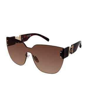 Rimless Cat Eye Shield Sunglasses in Tortoise