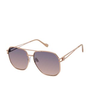Roped Metal Geometric Aviator Sunglasses in Rose Gold