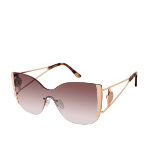 Metal Cat Eye Shield Sunglasses in Rose Gold