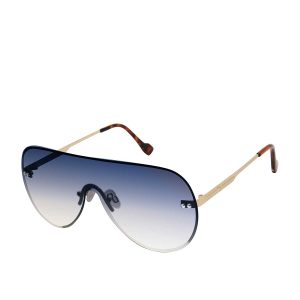 Rimless Metal Aviator Shield Sunglasses in Gold