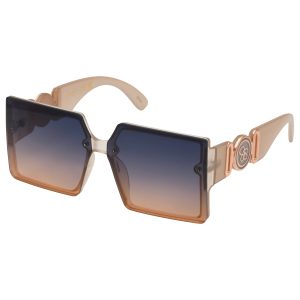 Oversized Metal Accent Square Sunglasses in Matte Nude