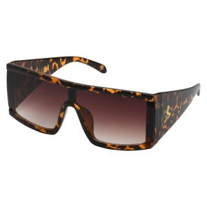 Modern Square Shield Sunglasses in Tortoise