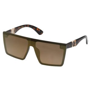 Oversized Square Shield Sunglasses in Tortoise