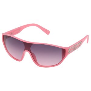 Wrap-Around Shield Sunglasses in Cream & Pink