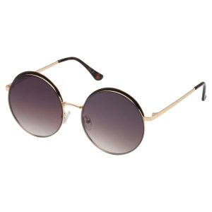 Vintage Round Metal Sunglasses in Gold & Tortoise