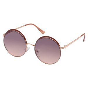 Vintage Round Metal Sunglasses in Rose Gold & Tan
