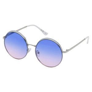 Vintage Metal Round Sunglasses in Silver & White