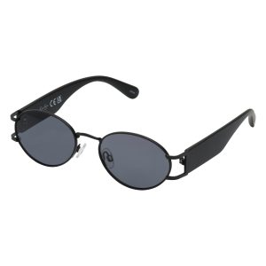 Retro Vintage Metal Oval Sunglasses in Black