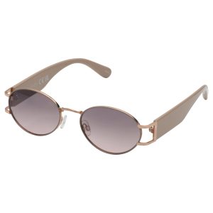 Retro Vintage Metal Oval Sunglasses in Nude