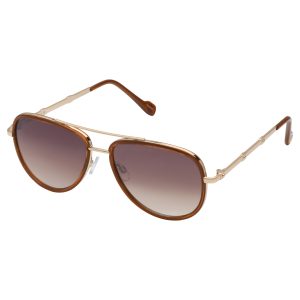 Modern Metal Aviator Sunglasses in Gold & Brown