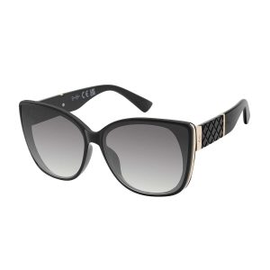 Embossed Temple Cat-Eye Sunglasses in Black
