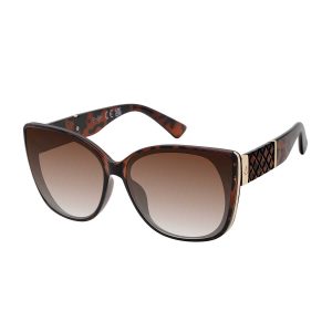 Embossed Temple Cat-Eye Sunglasses in Tortoise