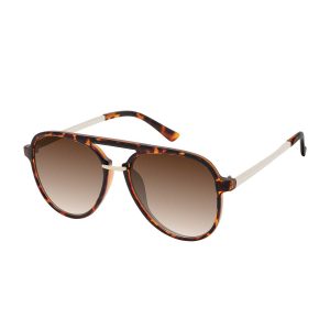 Stylish Aviator Metal Bridge Sunglasses in Tortoise