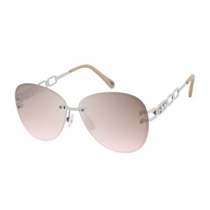 Chic Rimless Aviator Sunglasses in Silver & Cream