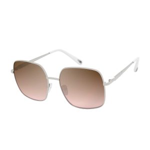 Glam Metal Square Sunglasses in Silver & White