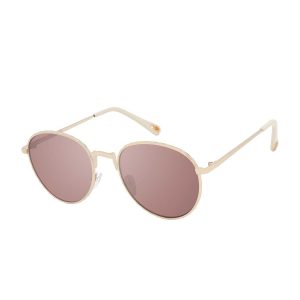 Stylish Metal Round Sunglasses in Matte Champagne