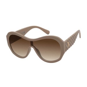 Stylish Oversized Shield Sunglasses in Horn Brown