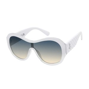 Stylish Oversized Shield Sunglasses in White Fade