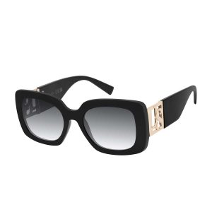 Glamorous Square Logo Temple Sunglasses in Black
