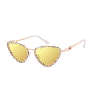 Triangle Crystal Encrusted Aviator Sunglasses in Rose Gold