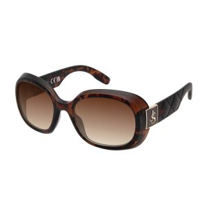 Quilted Temple Oval Sunglasses in Tortoise