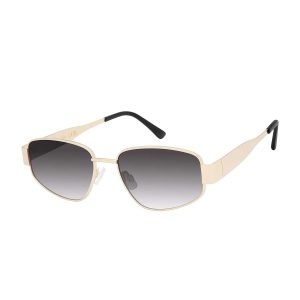 Polished Metal Oval Sunglasses in Gold Black