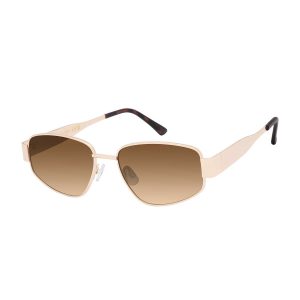 Polished Metal Oval Sunglasses in Gold Tortoise
