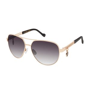 Chain Aviator Detail Sunglasses in Gold Black