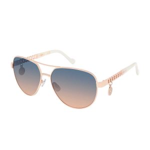 Chain Aviator Detail Sunglasses in Rose Gold