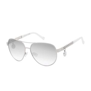 Chain Aviator Detail Sunglasses in Silver