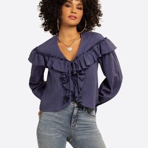 JS Jessica Simpson Daphne Blouse in Deep Cobalt