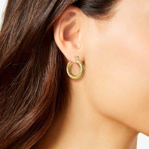 Thick Twisted Hoop Earrings in Gold