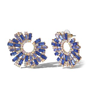Sunburst Blue Crystal Earrings