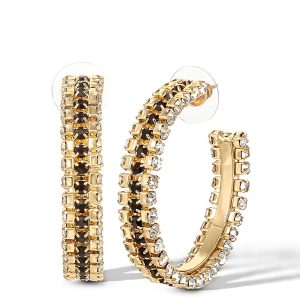 Black And White Crystal Hoop Earrings